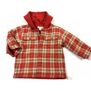 Red Plaid fleeced Kids Shirt with Hood